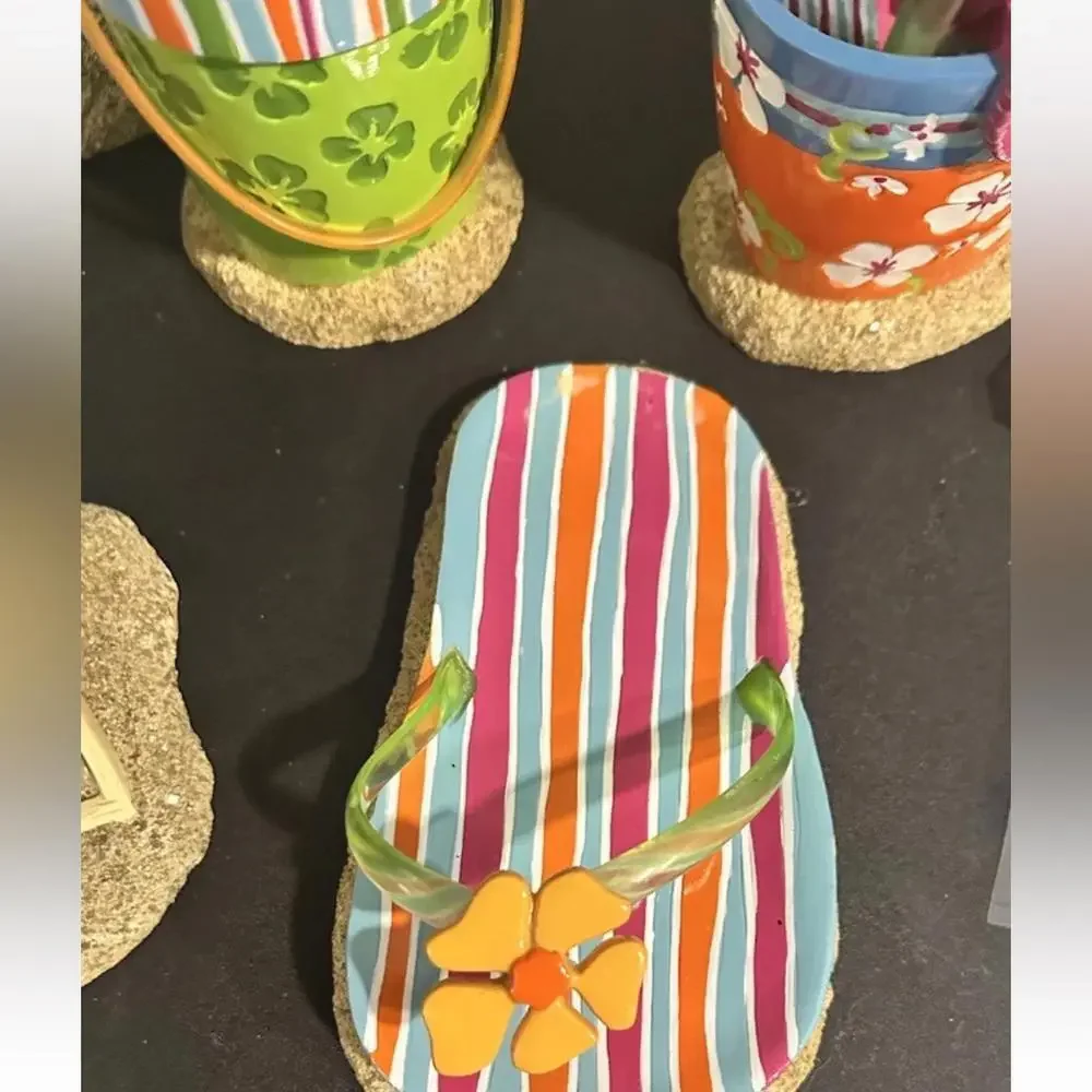 Complete Set Beach Ceramic Trash Can Toothbrush Cup And Soap Dish Dispenser Hook